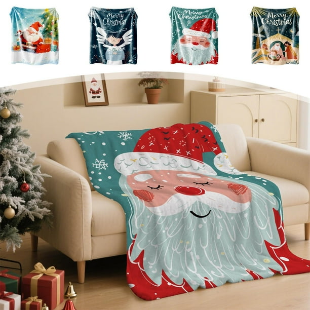 Manta de Franela con Estampado Navideño | Manta Suave y Cómoda para Navidad | Decoración para Sofá o Dormitorio | 130 X 100 Cm | Multicolor | Poliéster | Ligera (350 G) | Regalo Navideño Ideal