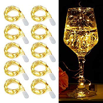 LED String Lights Party Warm White Table Decoration Batteries Include LED Moon Lights 20 Led Micro Lights On Silver Copper Wire for DIY Wedding Centerpiece 10-Pack