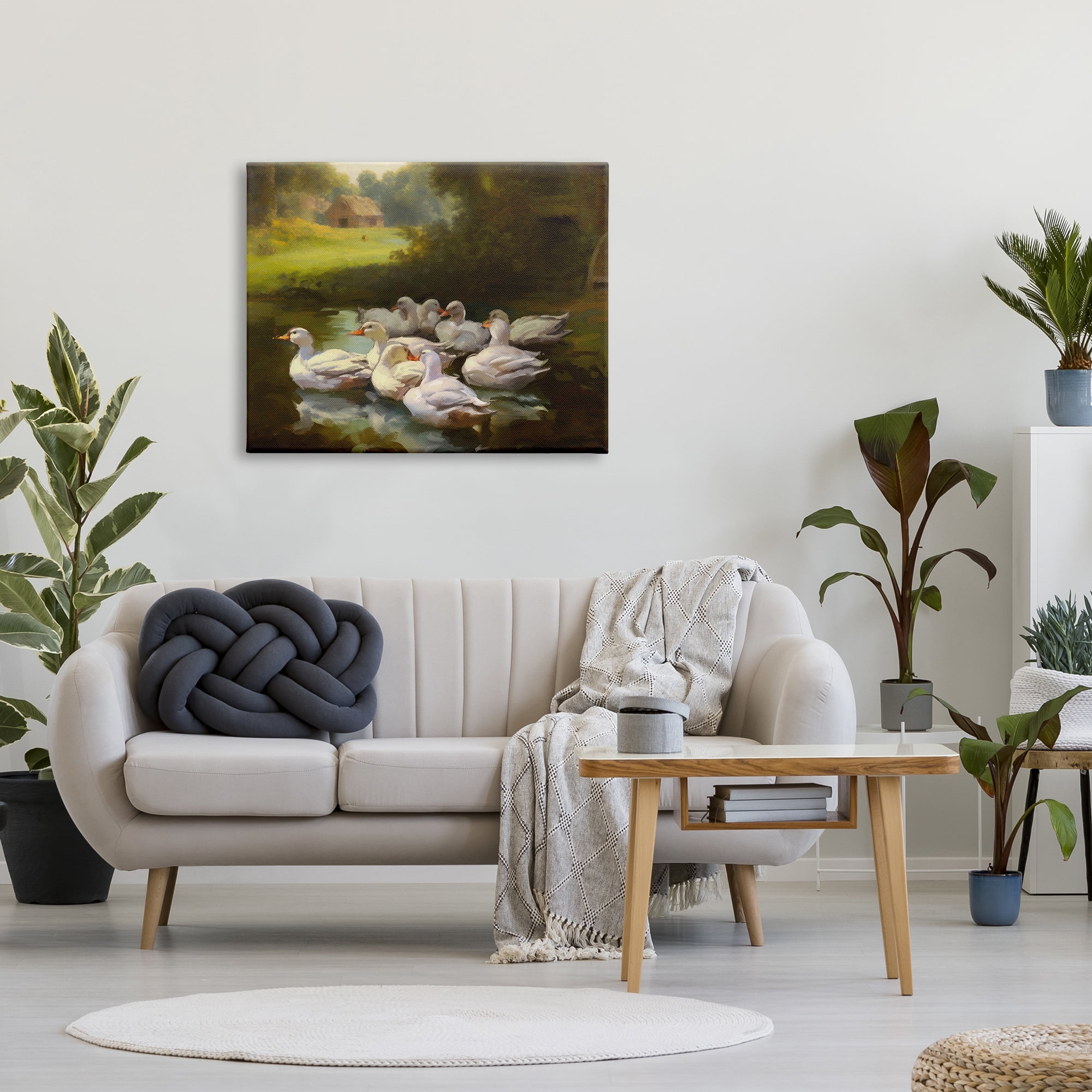 Stupell Industries Country Ducks in Pond Animals & Insects Painting Gallery Wrapped Canvas Art Print Wall Art, 40 x 30