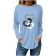 thumbnail image 1 of FAIWAD Tunique à Cœur pour Femmes Manches Longues Col Rond T-Shirts Tendance Grande Taille Chandail Tops, 1 of 3