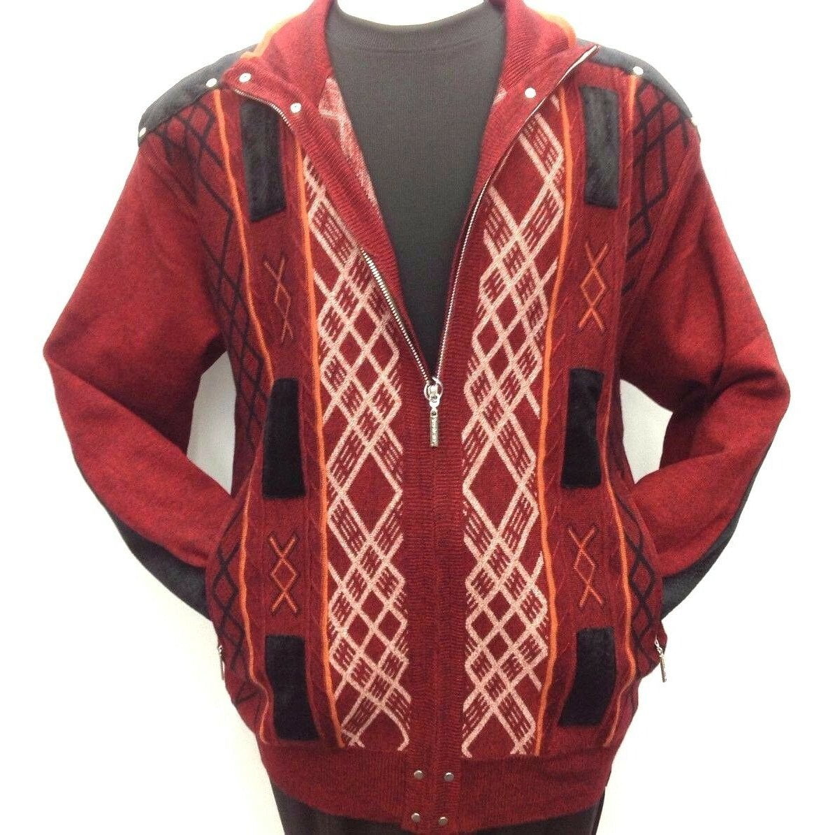 mens red zipper cardigan