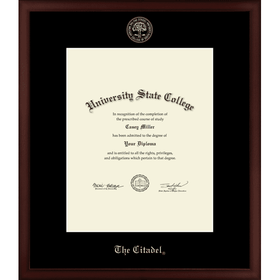 The Citadel The Military College of South Carolina Diploma Frame, Document Size 16" x 20"