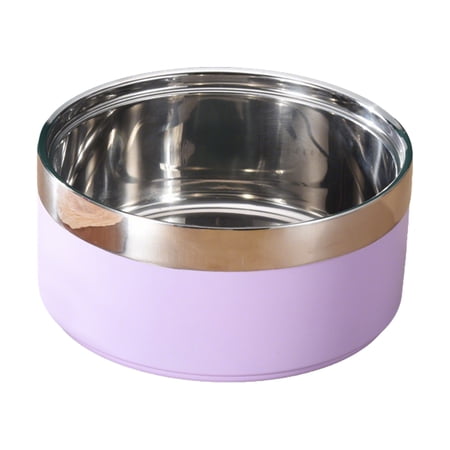 Double Layer Stainless Steel Dog Bowl Non Slip Anti Tipping Large Capacity Pet Feeder for Cats and Dogs Rust Proof Easy Clean S Purple