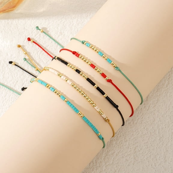 Glass Bead Bracelet sets for Women 5 Pieces Mixed color 11 inch(28cm)