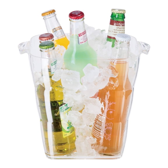 OGGI Acrylic Square Ice Bucket - Clear Beverage Cooler w/Handles, Wine Cooler, Beer Chiller, Ideal Drink Buckets for Parties, Use Ice Tub for Indoor or Outdoor Bars, 8? x 8?