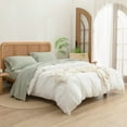 thumbnail image 3 of BESTOUCH Sheet Set Twin 100% Washed Cotton Linen Feel Super Soft Comfortable Chic Lightweight 3 Pcs Home Bedding Set Sage Green, 3 of 4