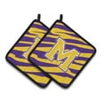 thumbnail image 4 of Letter H Monogram - Tiger Stripe - Purple Gold Pair of Pot Holders, 4 of 7