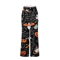 thumbnail image 5 of Women's Wide Leg Lounge Pants Yoga Pajamas Halloweens Cute Print Pjs Pants Plush Pajama Bottom Funny Pajama Bottom Sleepwear for Party, 5 of 7
