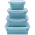 thumbnail image 2 of Set of 4 Collapsible Silicone Food Storage Container With BPA Free, Leftover Meal Box With Airtight Plastic Lids For Kitchen,Microwave & Freezer & Dishwasher Safe, 2 of 5