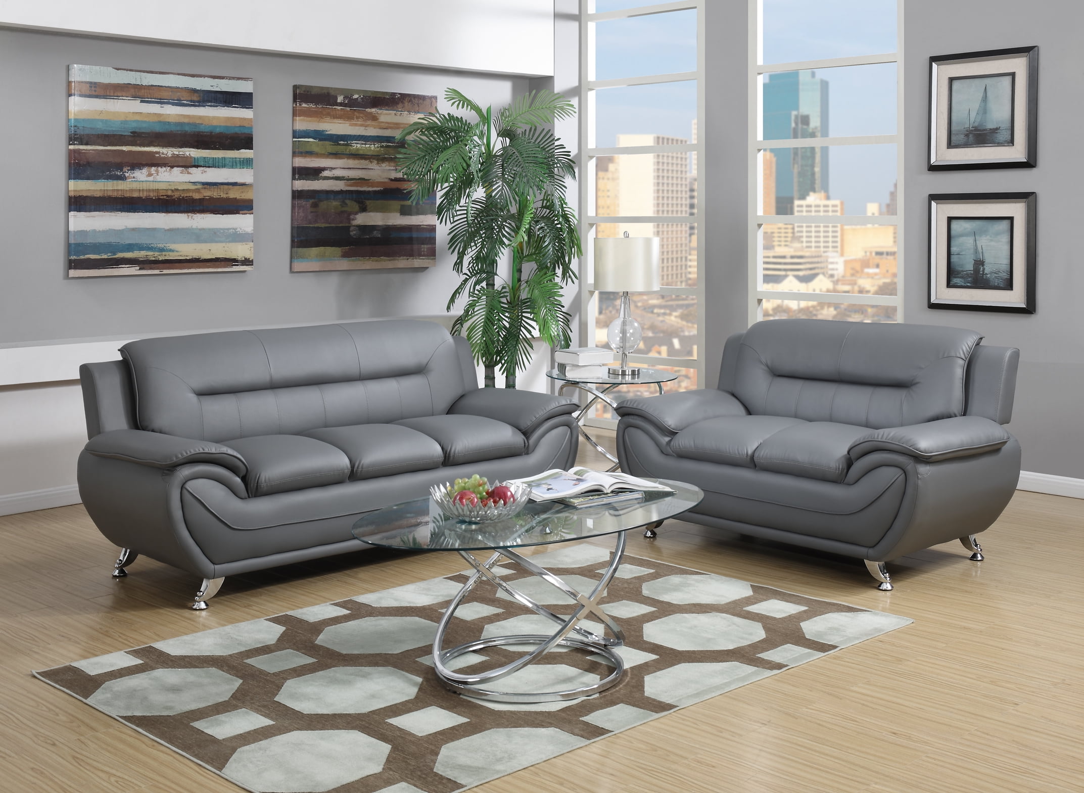 gtu furniture contemporary bonded leather sofa