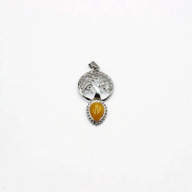 Zhuge Colgante de collar, hecho a mano para collares de hombres y mujeres, colgante en forma de gota de árbol de la vida (amarillo)