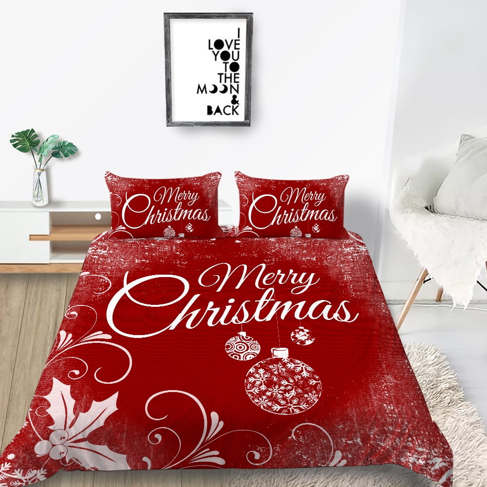 Bedspreads Duvet Cover Set Home Bedclothes Happy Christmas Printed