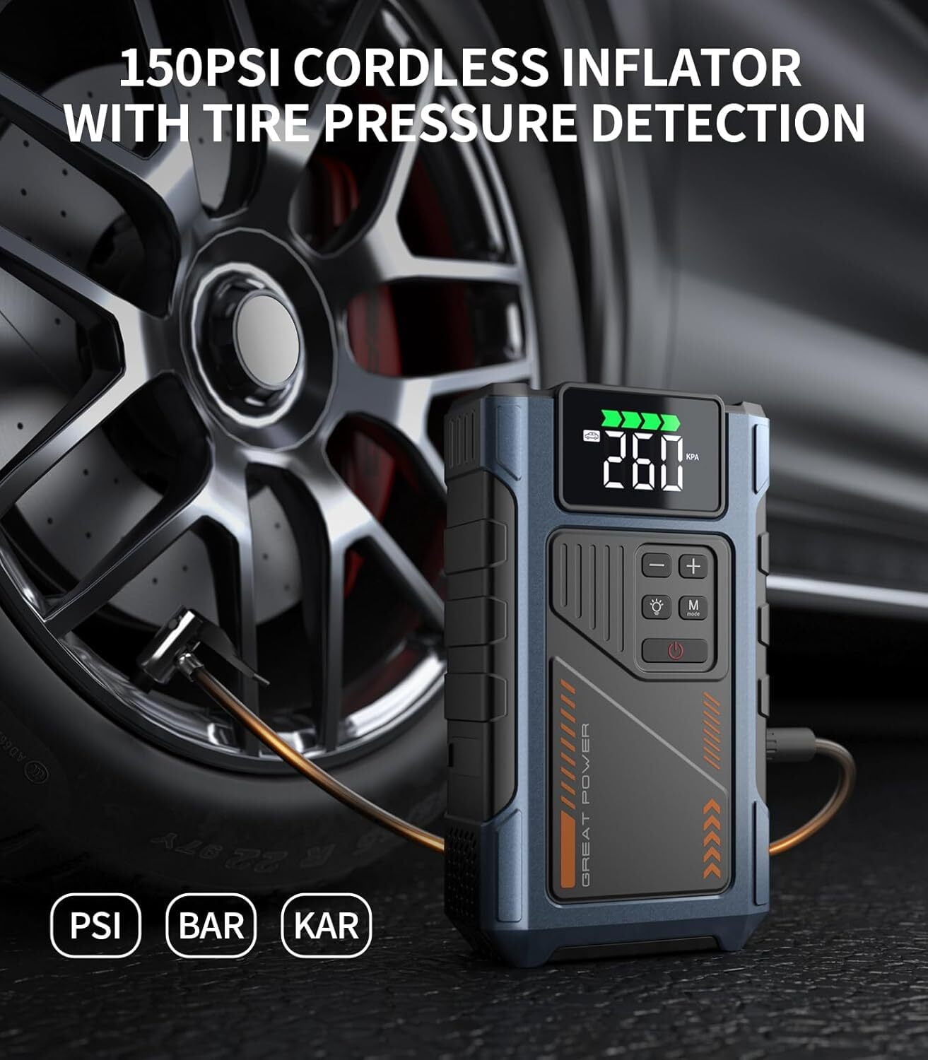 Geeneu Car Battery Jump Starter with Air Compressor,4000A Jumper Box for Car Battery Portable Booster Jump Pack,12V Jumpstart Combo 150PSI Car Tire Inflator Air Pump(up to 8.0L Gas/6.5L Diesel)
