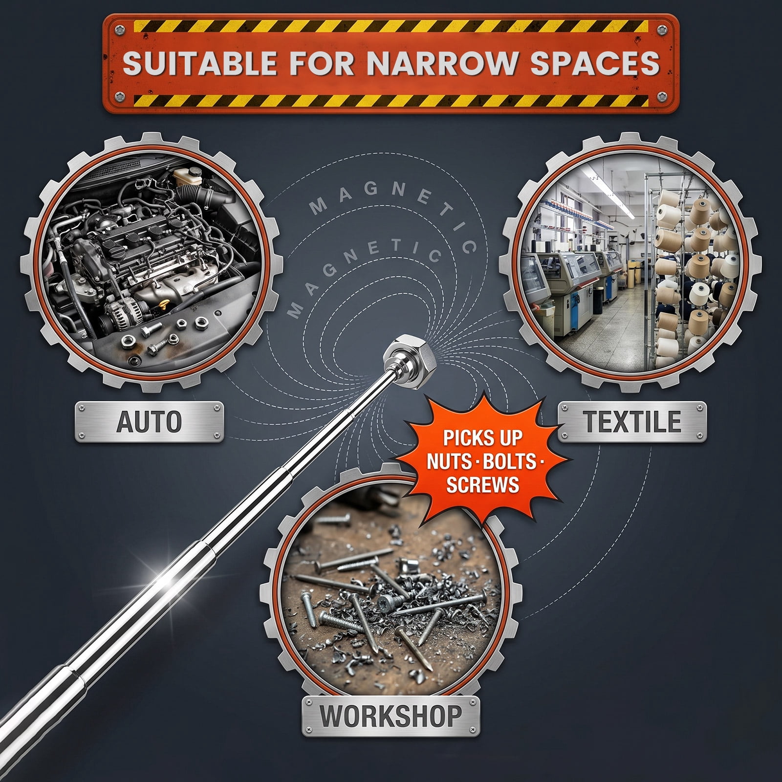 30PCS Telescoping Magnetic Pick up Tool 25.59" Grabber Reacher Tool with Pocket Clip Telescopic Retrieving Magnet Present for Man Father Mechanic Handyman Husband (Silver)
