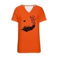 thumbnail image 4 of Dadaria Tee-Shirt pour Femmes Orange Manches Courtes Col en V Hauts d'Été Blouses TG, 4 of 4