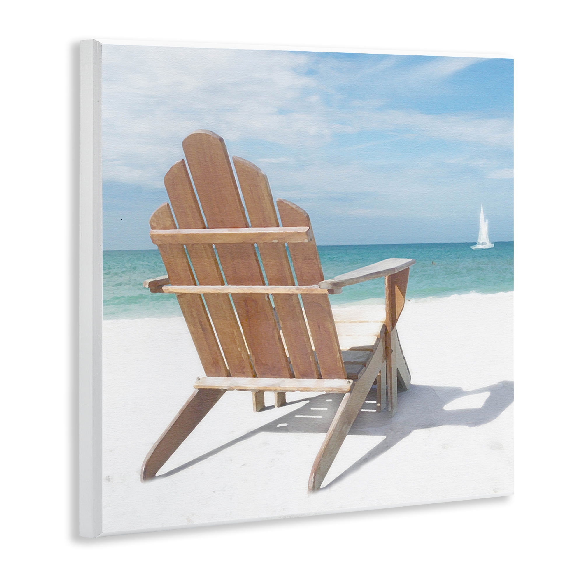 Stupell Industries View West Beach Chair Landscape Painting Unframed Art Print Wall Art, 12 x 12