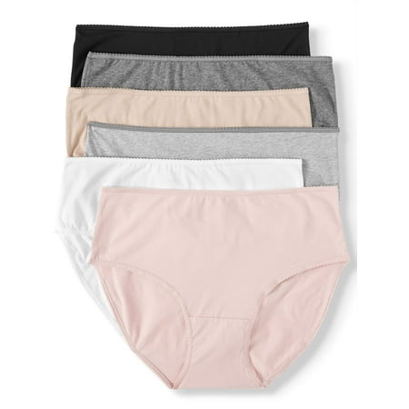 Secret Treasures Womens Plus Cotton Fashion Brief Panties, 6 Pack