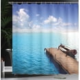 thumbnail image 4 of Ambesonne Summer Shower Curtain, Wooden Deck on a Lake, 69"Wx84"L, Violet Blue Turquoise, 4 of 5