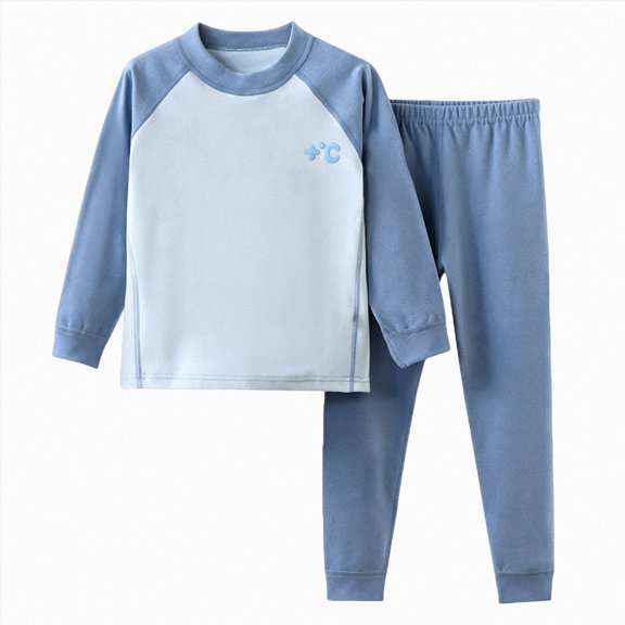 Qopobobo Girls Fall Winter Pajama Set Long Sleeve Top Pants Soft Warm Loungewear Sleepwear 2 Piece Size 7-8 Years(Blue, 7-8 Years)