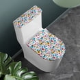 thumbnail image 2 of HELLHERO Flowers Pattern Adjustable Elastic Fabric Toilet Lid Covers, Stretchy Fabric Washable and Reusable Toilet Protector Cover for Bathroom Home Comfort, 2 of 7
