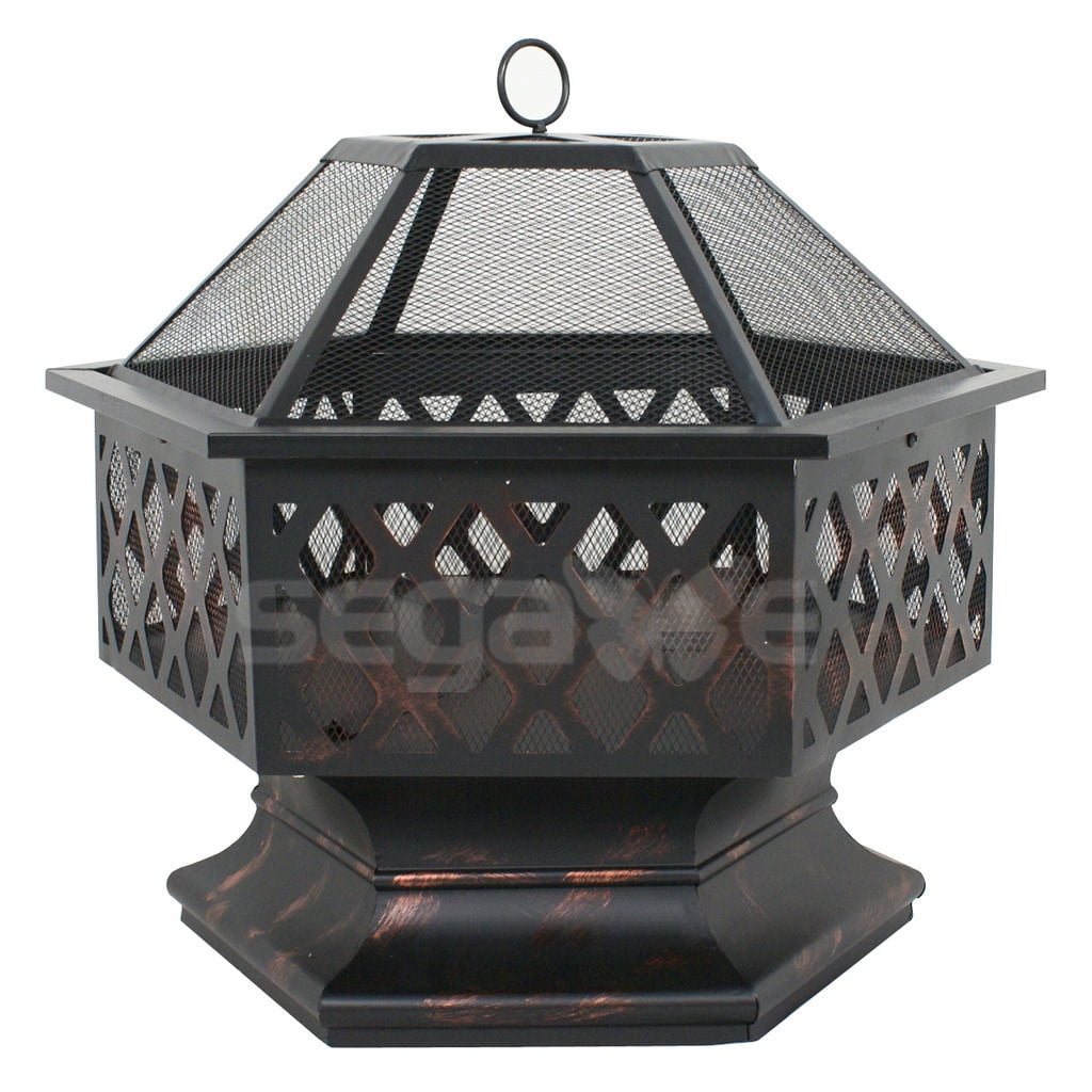 Gizmo Supply Outdoor Hex Shaped Patio Firepit Home Garden Backyard Firepit Bowl Fireplace by
