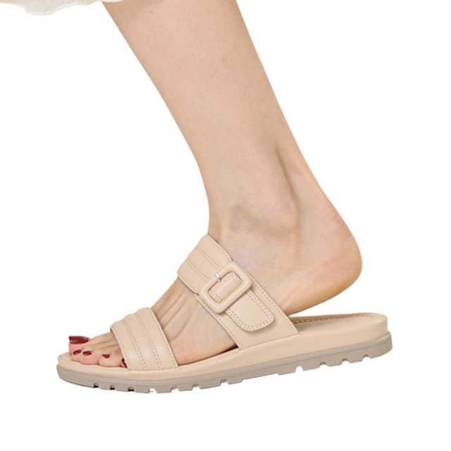 Zapatos Verano Casa Sandalias Planas Dos Bandas Casual para Mujer Elegante