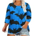 thumbnail image 2 of Jsaierl Halloween Shirts for Women Plus Size Pumpkin Ghost Graphic Tees Work Crewneck T-shirt 3/4 Sleeve Tunic Blouse Tops Halloween Clothes, 2 of 4