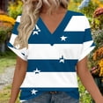 thumbnail image 3 of Favoffer Women Boho Tops Short Sleeve V Neck Stripe Print Dolman Sleeve Loose Casual Blouses Street Travel Gathering Relax, 3 of 6