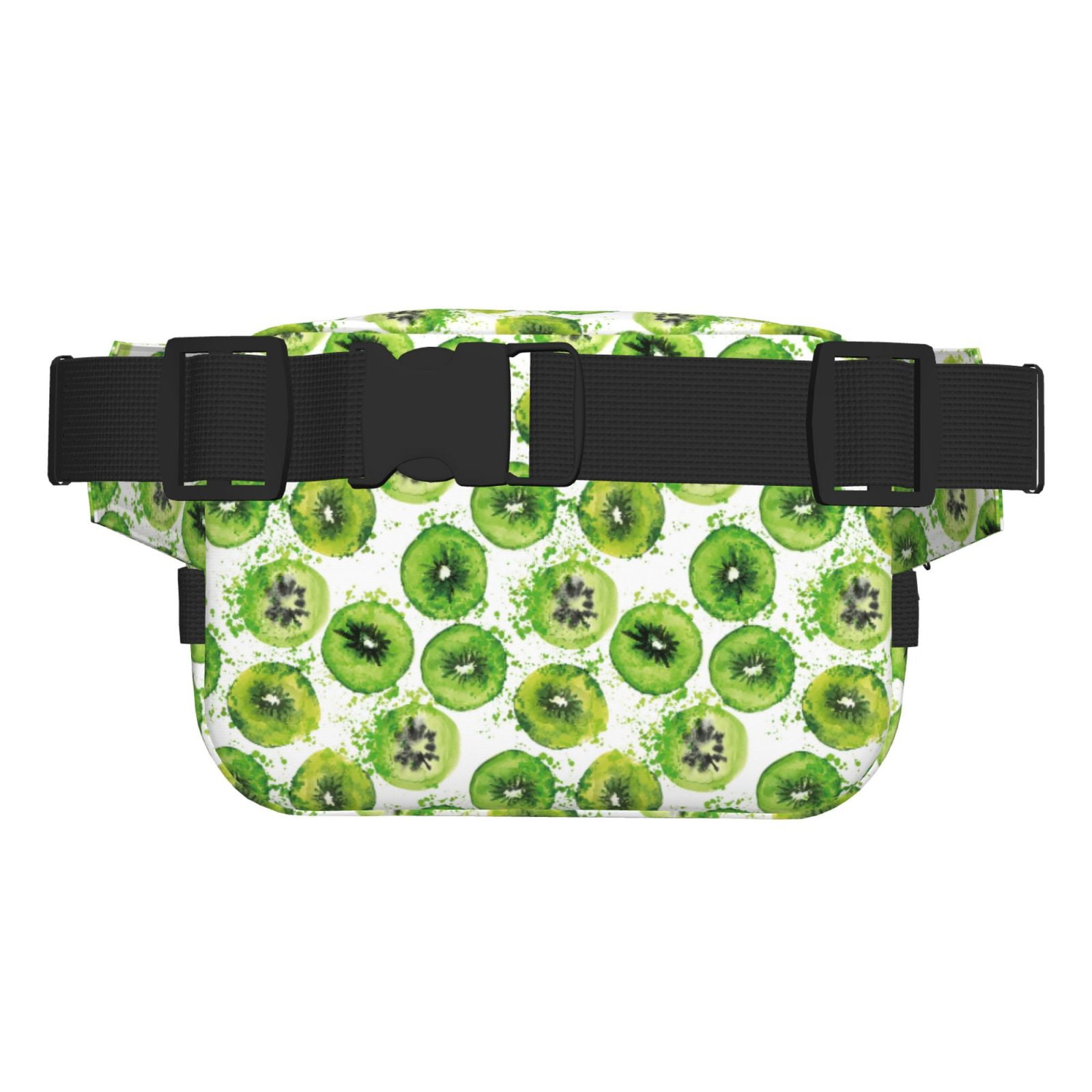 Picia Green Kiwi Print Square Double-Layer Waist Bag Mini Adjustable Waist Belt Bag Exercise Running Travel Hiking
