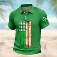 thumbnail image 3 of Ceisia Men's St. Patrick's Day Polo Shirt Collection | Irish American Flag Shamrock Print | Casual Short Sleeve Collared Tops Gift, 3 of 5
