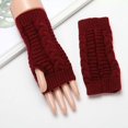 thumbnail image 1 of Guantes de punto de medio dedo para mujer, cálidos, de otoño e invierno, de lana acrílica, con dedos descubiertos, de color liso, cortos, 1 of 6