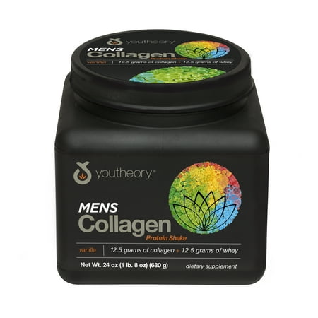 Youtheory Men's Collagen Protein Shake, Vanilla, 24 (Best Protein Supplement For Men)