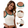 thumbnail image 3 of Unique Bargains Women's Spaghetti Strap Contrast Color Cropped Camisole M Green, 3 of 6
