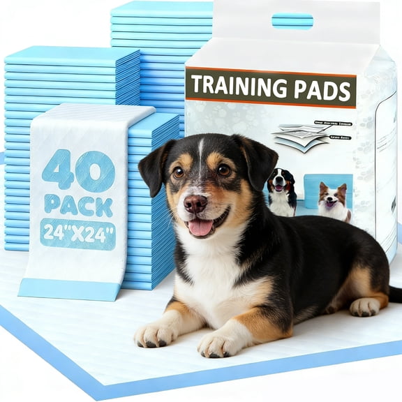 cisilov 24"x24" Puppy Pads, 40 Count Dog Pee Pads, Quick-Dry Disposable Potty Pads for Dogs, 6-Layer Wee Wee Pads for Dogs, Cats, Rabbits, Blue
