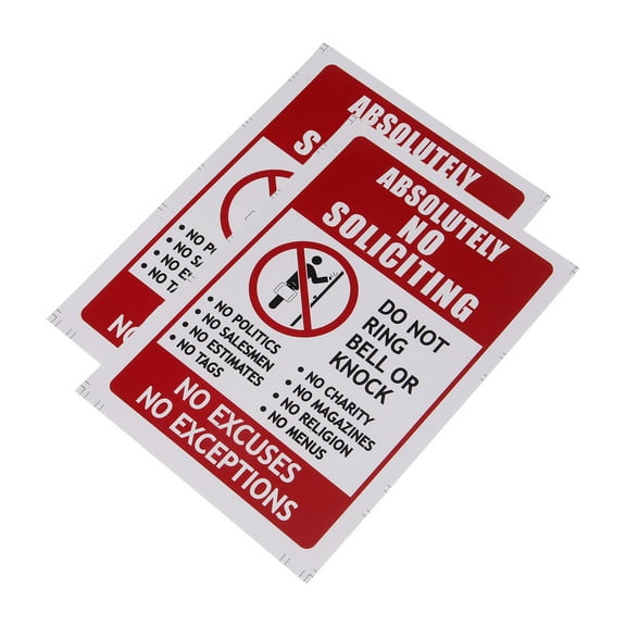 BESTOYARD 2Pcs No Soliciting Sign for Yard Easy Apply PVC Adhesive Sticker