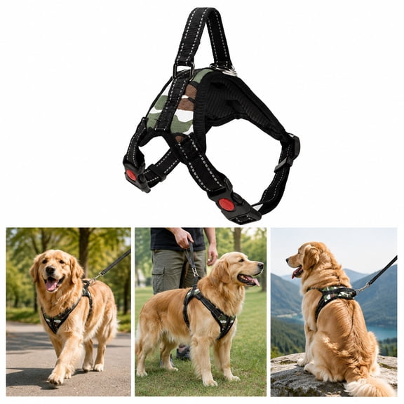 No-Pull Dog Harness, Adjustable Tactical Vest with Belt Buckle, Size L