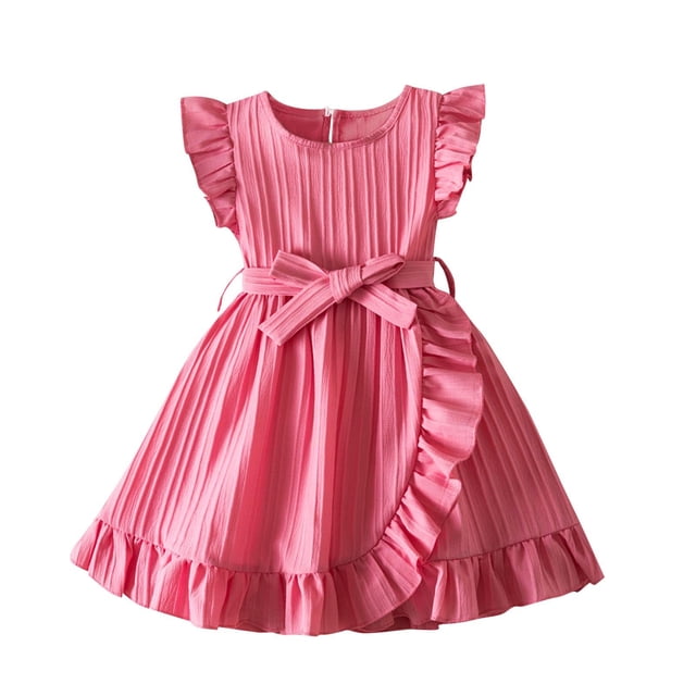 QIPOPIQ Robe en Tulle pour Fille Tout-Petit Été Sans Manches à Volants Mode Décontractée pour Bébé Fille 2-8 Ans Liquidation