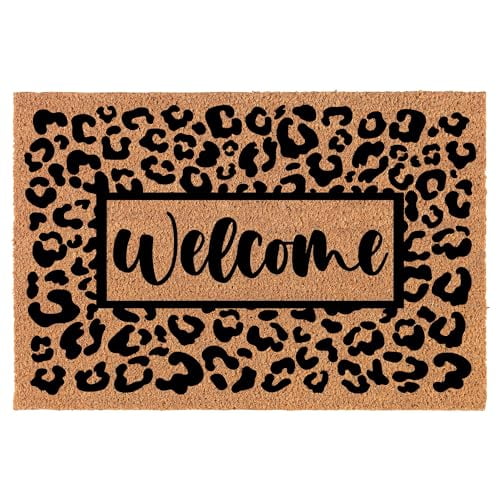 Welcome Doormat Coco Coir Door Mat Gift Welcome Leopard Print (30" x 18")