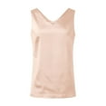 thumbnail image 4 of Fashion Clothing Womens Satin Tank Top Strap Basic Summer Vest Shirt Casual V Neck Sleeveless Blouses Burnout Workout Tops for Women Cute Tops Teens Compression Cropped Top Leather Corset Beige XXL, 4 of 4