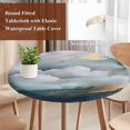 thumbnail image 5 of Cloud Effect Round Fitted Table Cover Modern Watercolor Marble Texture Waterproof Table Cloth with Elastic Edge Wipeable Tablecloth for Picnic Camping Party Fits 36"-44" Diameter, 5 of 8