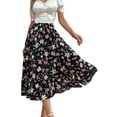thumbnail image 4 of Txlixc Falda larga de mujer, cintura elástica con impresión de volantes y falda de ocio de estilo a Txlixc moda, 4 of 7