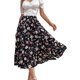 thumbnail image 3 of VISgogo Falda larga para mujer, cintura elástica, estampado floral, volantes, dobladillo grande, línea A, faldas casuales, S/M/L/XL VISgogo  moda, 3 of 7