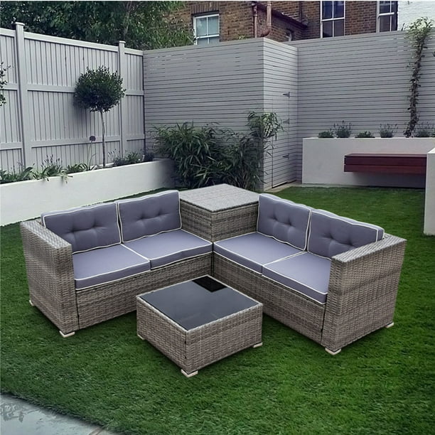 4-Piece Outdoor Rattan Patio Furniture Sets Clearance, Wicker Bistro