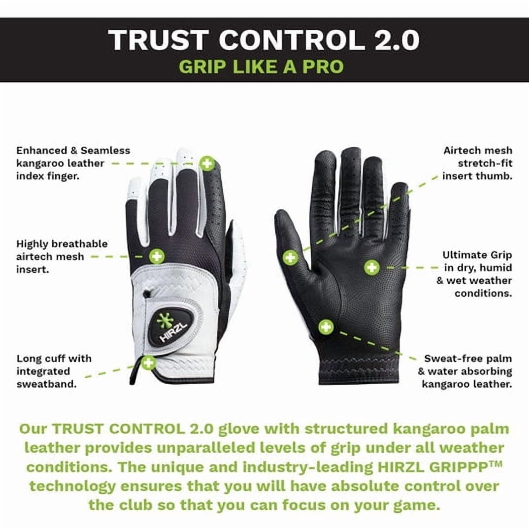 HIRZL Men's Golf Gloves - Trust Control 2.0, Leather, Ultimate Grip, Pack of 5