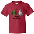 thumbnail image 3 of Inktastic Merry Christmas Plaid Trees Youth T-Shirt, 3 of 5