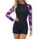 thumbnail image 3 of TaTaai Women Full Zip Long Sleeve One Piece Surfing Wetsuit Printed Modest Diving Swimsuit Stretch Ladies Beach Sports Vacation Wear UV Protection Comfortable Swimwear Gift, 3 of 7