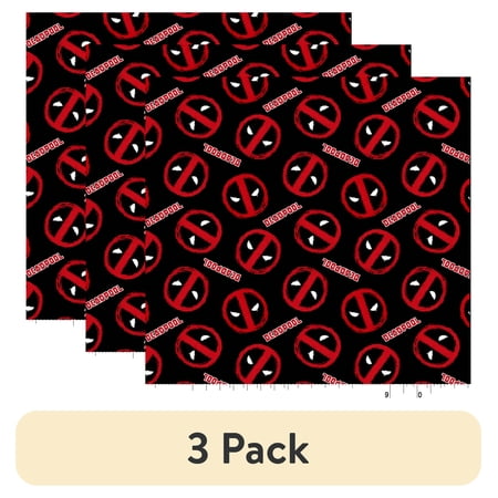 (3 pack) Springs Creative Marvel Deadpool Paint Logo Packed Fat Quarter Fabric