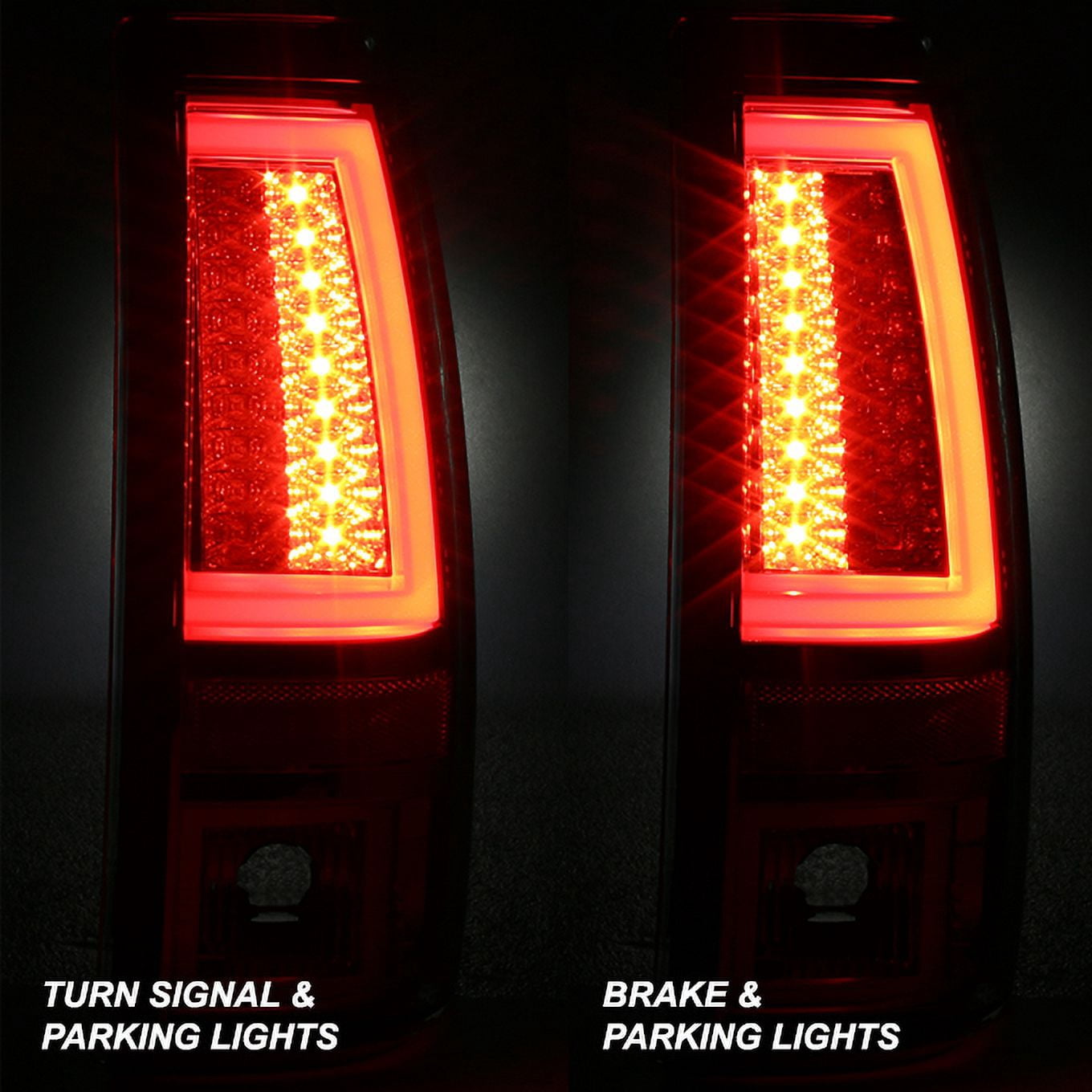 AKKON - For 1999-2002 Silverado 1500 2500 | 1999-2006 Sierra Pickup Truck Tube LED Black Tail Lights Brake Lamps Pair