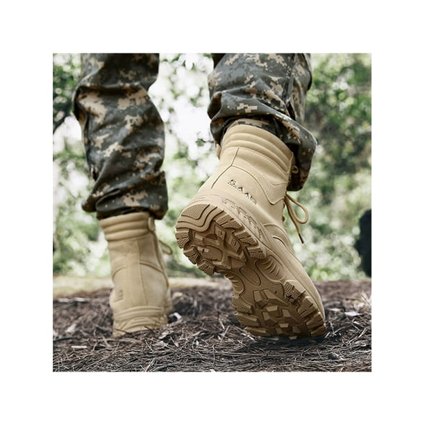 Ukap chaussures de randonnée pour hommes désert militaire botte tactique à  lacets armée bottes de combat hommes respirant Couleur de sable 11 