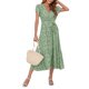 thumbnail image 1 of Mujeres vestido de impresión floral sumemr moda elegante manga volando mujeres V cuello ruffle vestido para fiesta fecha diaria luz verde S, 1 of 6
